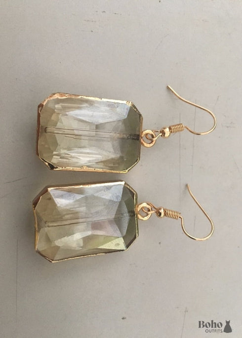 Boho Earrings, RH Dangle Earrings, Gold Crystal Plum Blossom